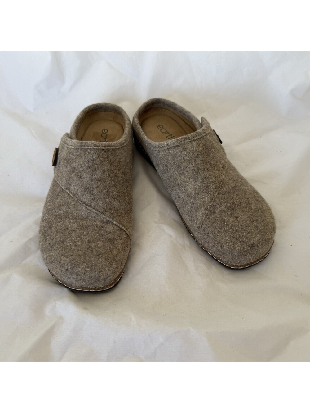 Earth Ezra Wool Blend Clogs Size Button Wrap Slip-On Heathered Dark Brown